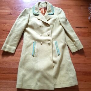 Weathercock Vintage Yellow Wool Double-Breasted sz small/ medium coat